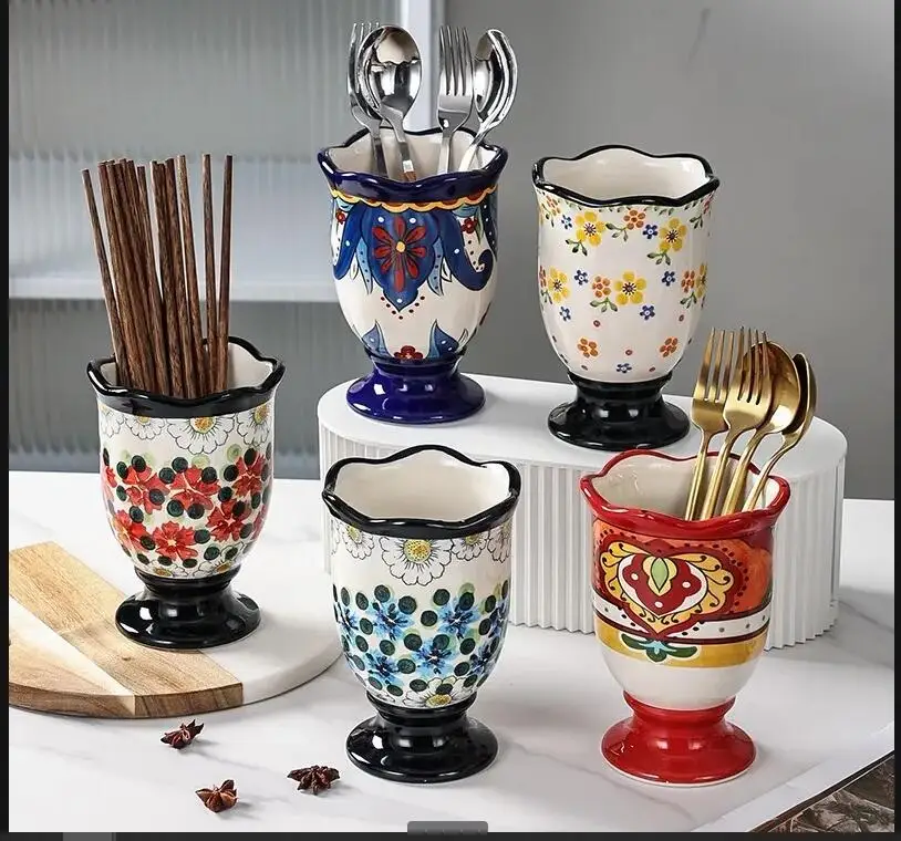 Keramik Essstäbchen Halter Essstäbchen Käfig Home Küche Regal Besteck Lagerung Box Rack Organizer Flasche