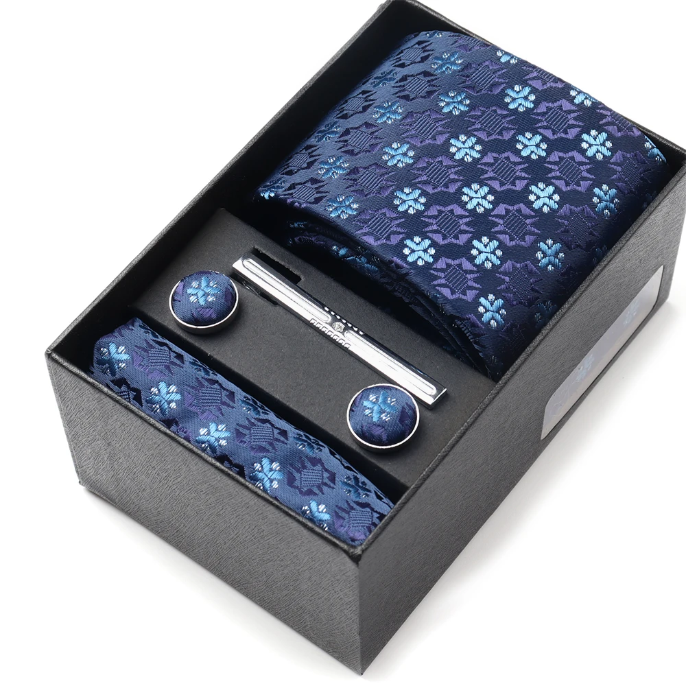 Pocket Square Cufflinks Set Tie Set Box for Men, Gift Box