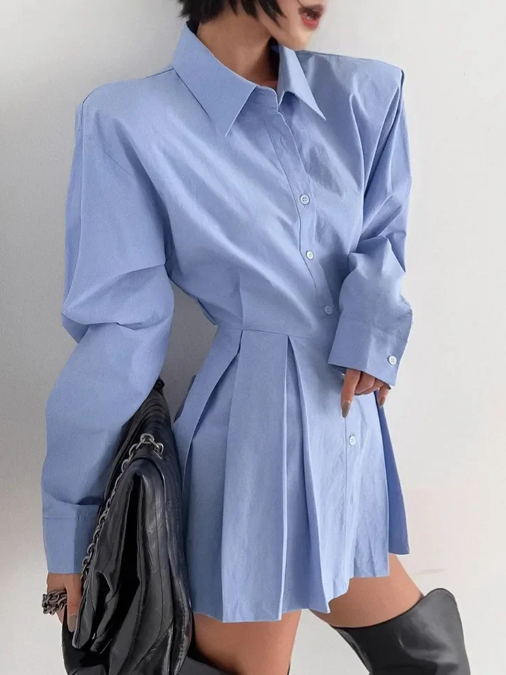 Fmxires Imcute Women's Autumn Solid Color Tops Long Sleeve Turn Down Collar Casual Button Up Hollow Tie Back Shirts Office Wear