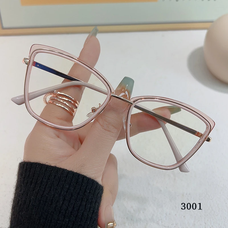 LOERHUNAR Neue Marke Design Retro Gelee Farbverlauf Cat Eye Metall Rahmen Photochrome Anti Blau Licht Computer Frauen Lesebrille 0 ~ + 6 4
