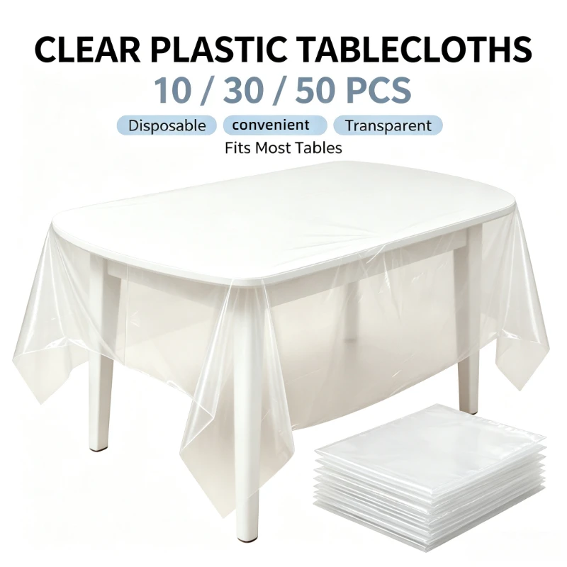 10/30/50PCS Single Use Clear Tablecloth Portable Easy to Store Table Covers for Home Party Wedding Camping Dus Proof Table Mats