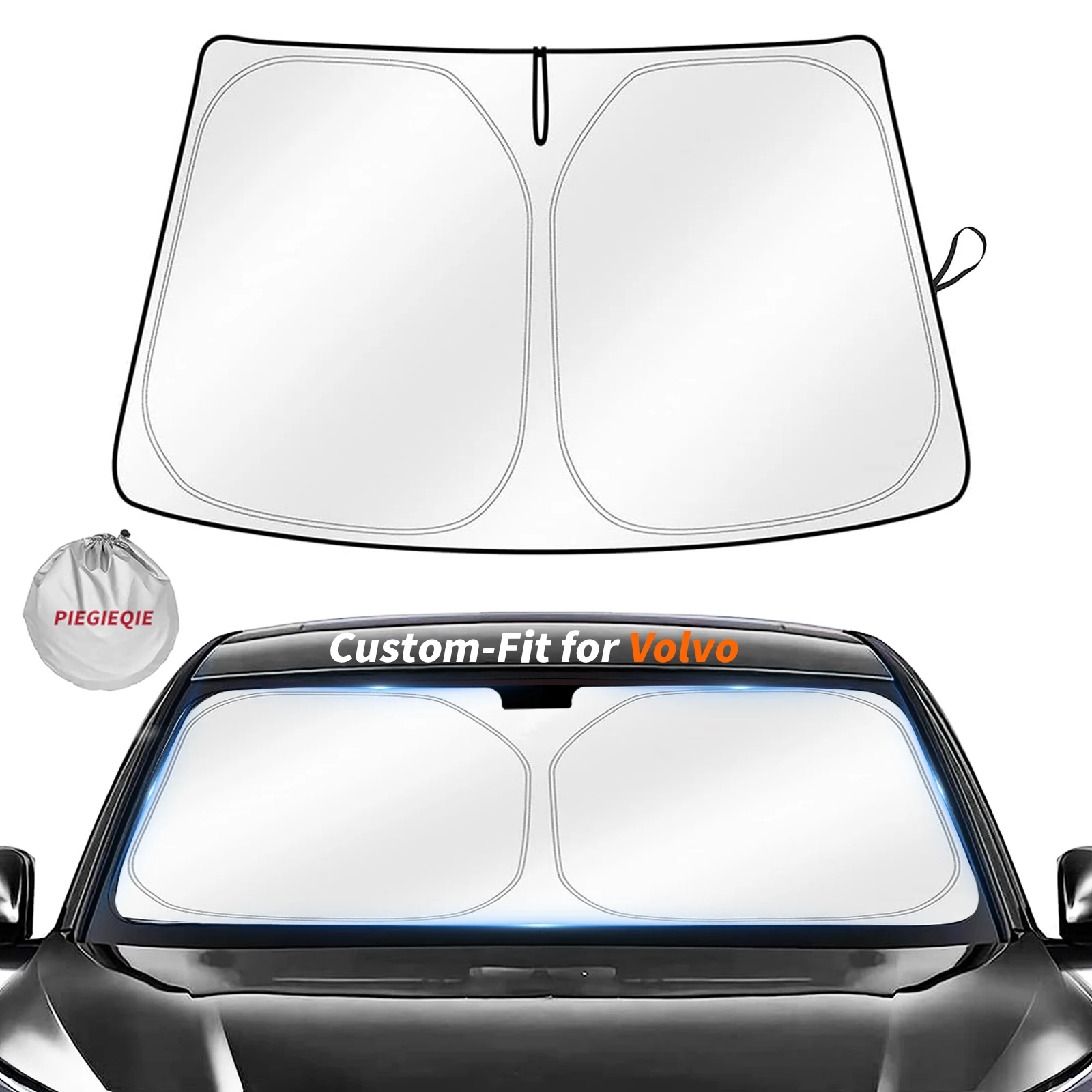 

Custom Fit for Volvo Windshield Sun Shade, Car Sunshade Cover UV Block Car Front Window with Foldable Sun Shade Cover Cool