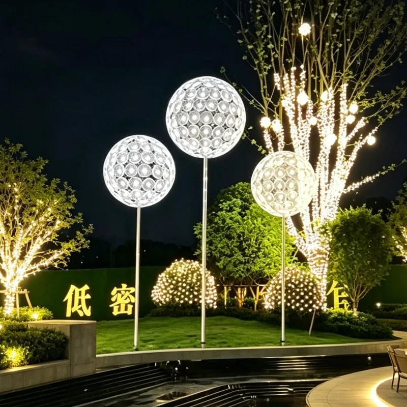 Decorative landscape outdoor 3D LED fiber dandelion flower pattern light high quality high material