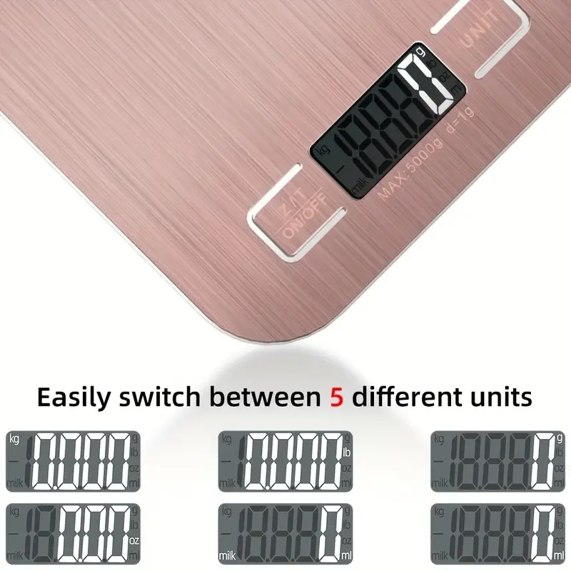 10 كجم/1 جرام 5 كجم/1 جرام مقياس المطبخ الوردي سعة كبيرة مقياس الطعام شاشات كريستال بلورية ميزان الوزن الرقمي للخبز والطهي المواد الفولاذية تحتاج 2 قطعة بطاريات Aaa ، غير متضمنة #3