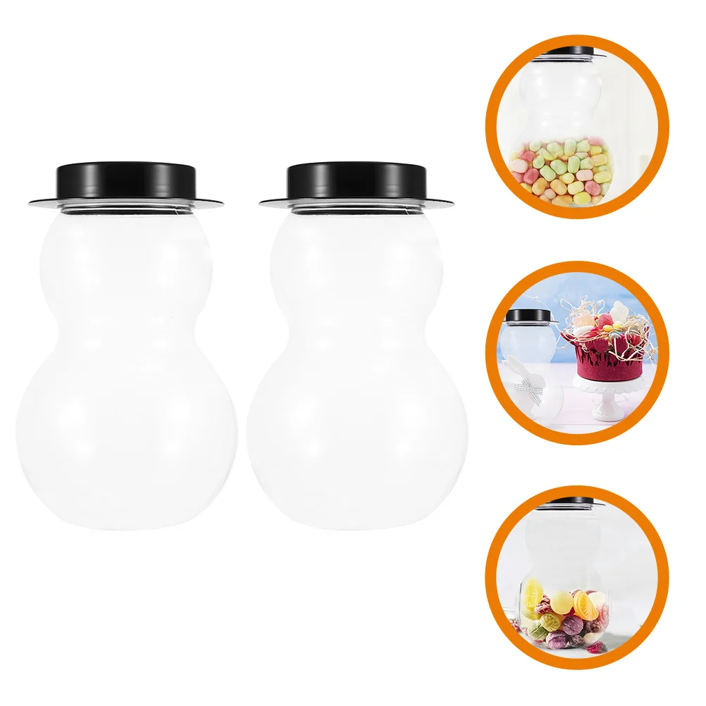 Holiday Beverage Bottles Snowman Jar Sealed Transparent Anti-fall Spherical Packaging Bucket Juice Plastic