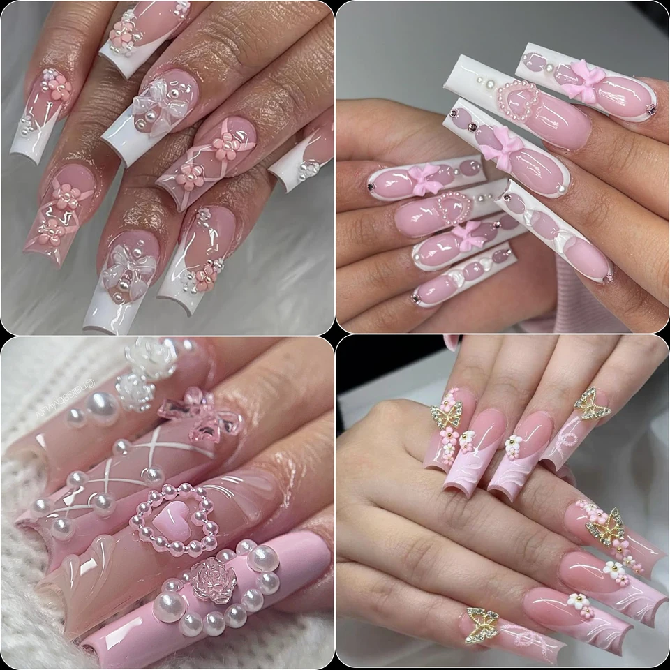 12 Espacios Mixtos Resina 3D Color, Perlas, Corazones, Diamantes Planos para Decoración de Uñas, Adecuado para Uñas Acrílicas DIY 3