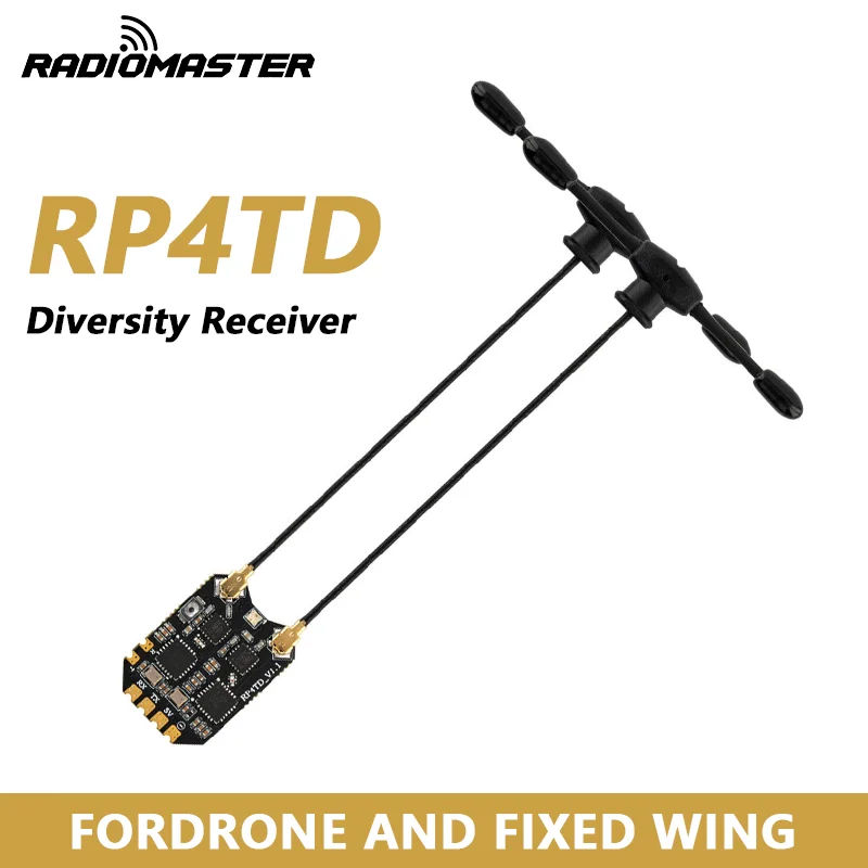 RadioMaster RP4TD ExpressLRS 2.4GHz Diversity Receiver with Dual Antenna for FPV Drone Fixed Wing, RC Model DIY Parts
