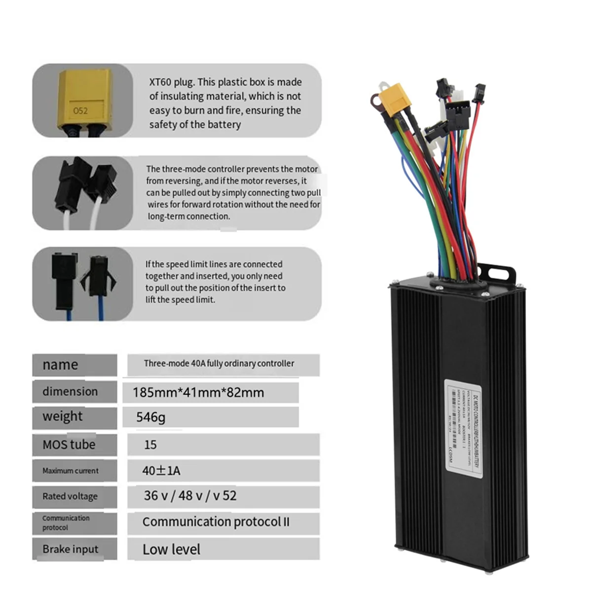 Electric Bicycle 36V 48V 52V 40A 3 Model Sinewave Controller UKC1 LCD Display for 1500W 2000W Ebike Accessories