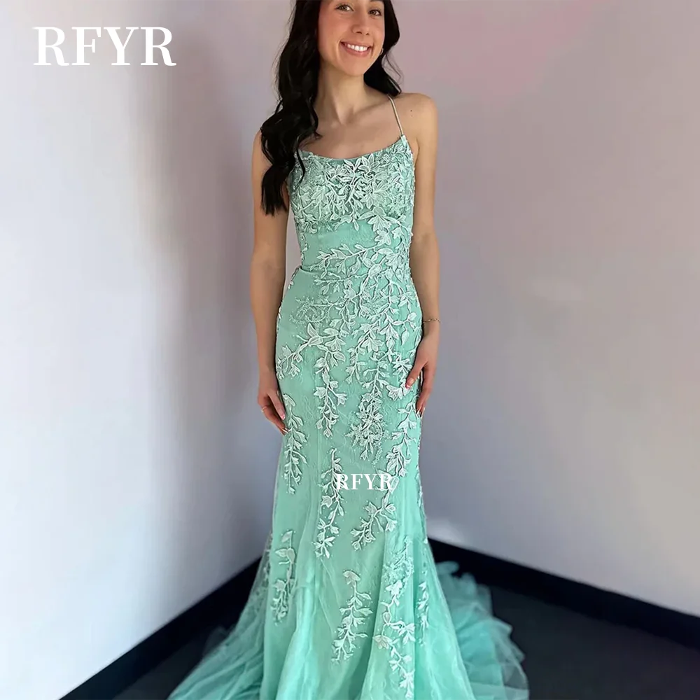 

RFYR Scoop Neck Prom Dress Mermaid Party Dress Corset Lace Up Evening Gowns Princess Elegant Celebrity Dress vestidos Customized