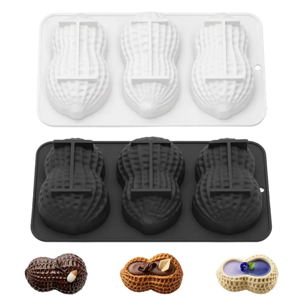 3-Cell Peanut Design Food Grade French Mousse Cake Mould Silicone Chocolate Mold Kitchen Dessert Bakeware Pastry Tools