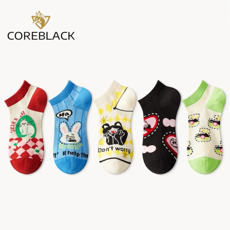 

COREBLACK 5 Pairs Set Colored Cotton Socks for Women Men Breathable Comfortable Short Tube Socks Versatile Stylish Socks