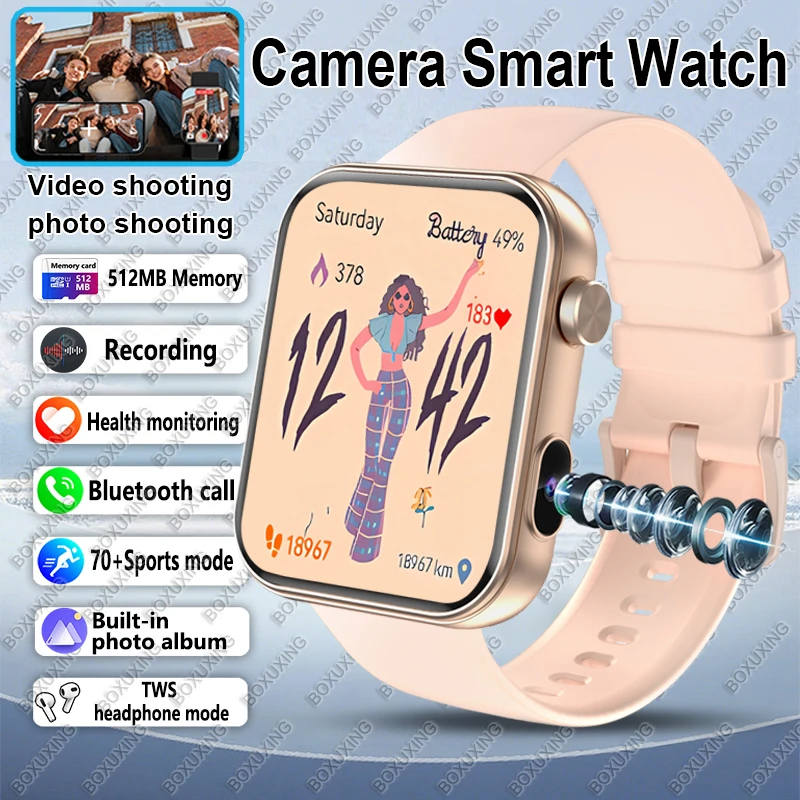 

New Camera Smart Watch Men Women Photos Record Video Photo Album Recording Sports Healthy HD BT Call Waterproof For Android iOS