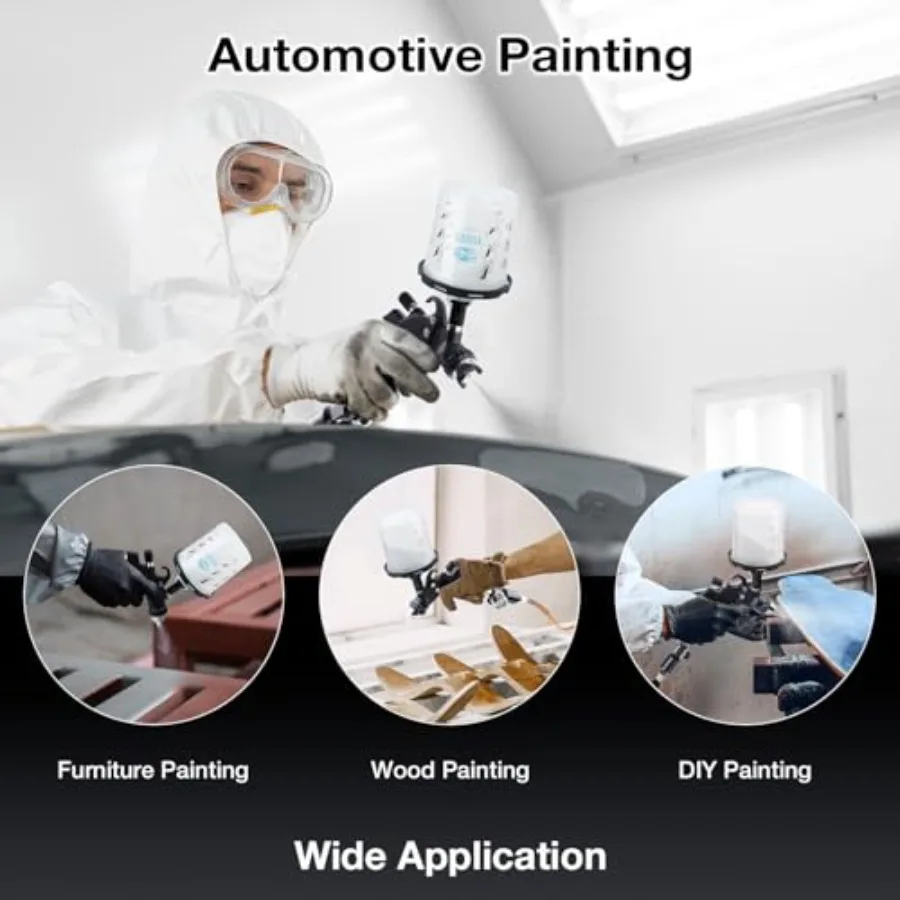 Kit de pistola pulverizadora HVLP con 4 boquillas 1,4 mm 1,7 mm 2,0 mm 2,5 mm Ideal para pintura de automóviles profesional Refinamiento de muebles y bricolaje profesional