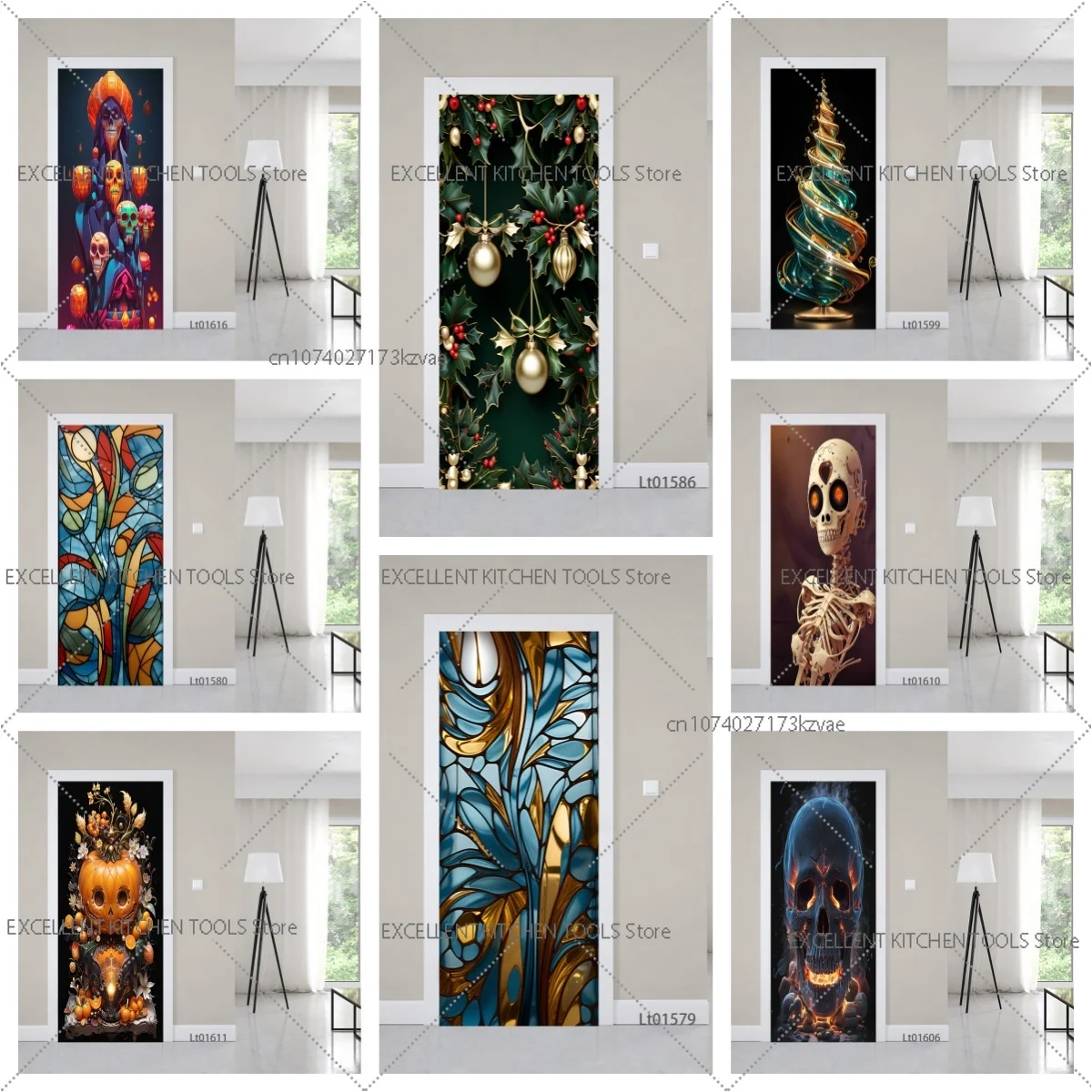 

Creative 3D door stickers, murals, home stickers, PVC waterproof stickers, create a Halloween Christmas atmosphere