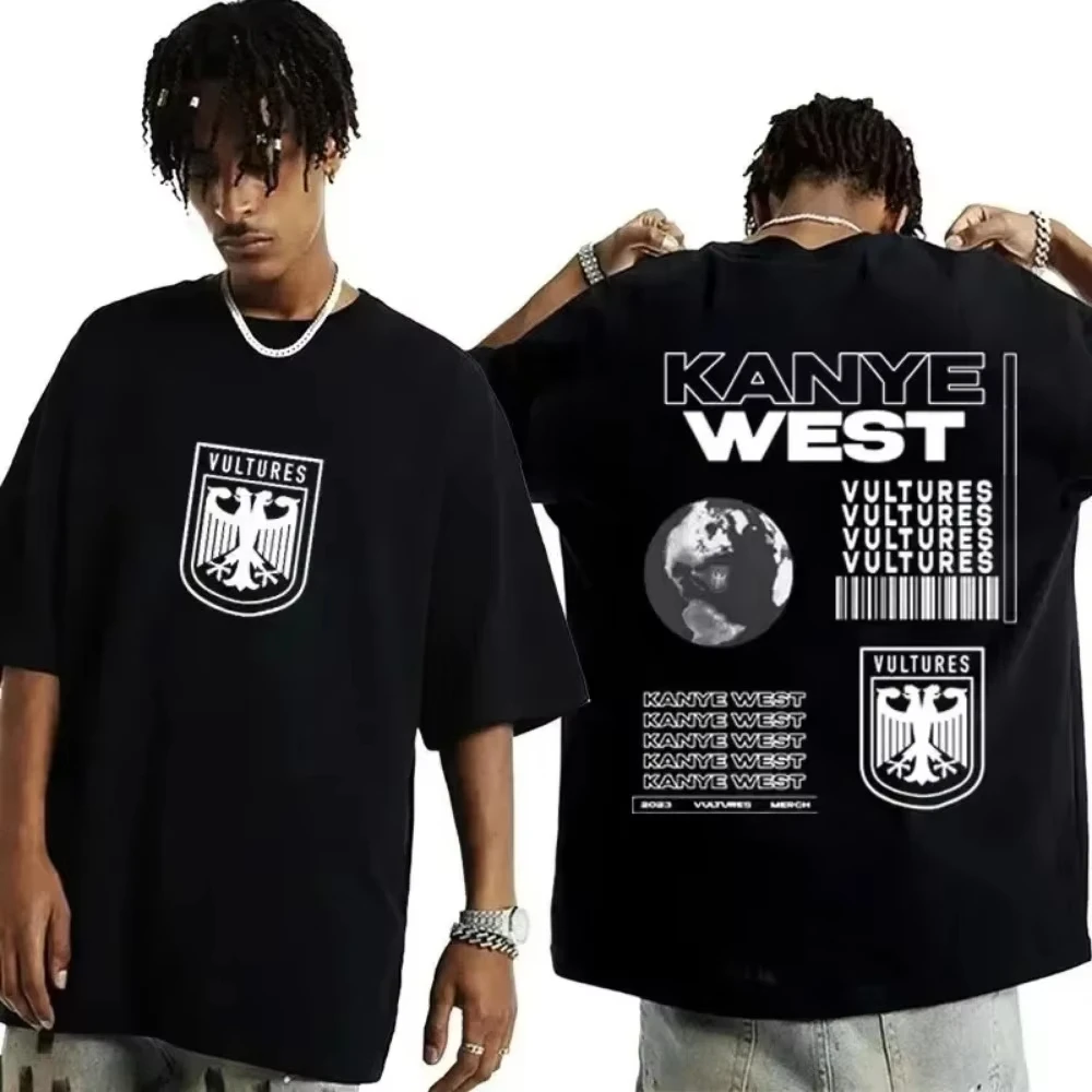 

Rapper Kanye West Vultures Music Album Graphic T Shirts Men Male Polyester Tshirt Hip Hop Fashion Oversized T-shirts Clothes