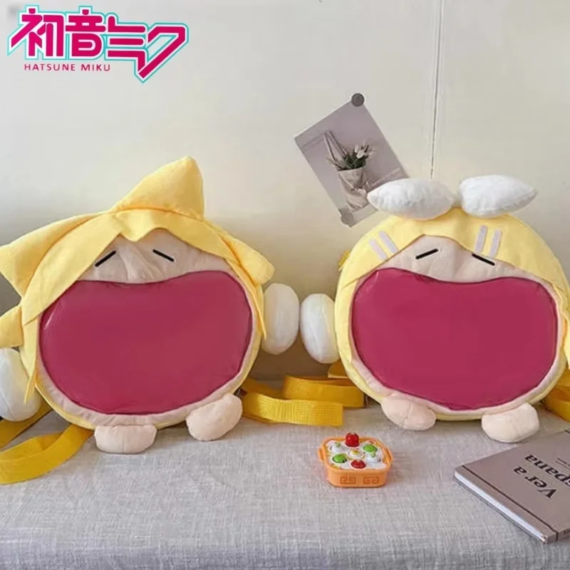 Super Cute Hatsune Miku Kagamine Rin Kagamine Len Plush Shoulder Bag Painful Packet Kawaii Cosplay Backpack Girls Children Gift