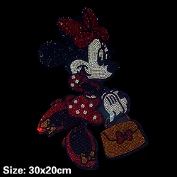 Disney Mickey Minnie Mouse Shiny iron on applique patches hot fix rhinestone transfer motifs for shirt dress.