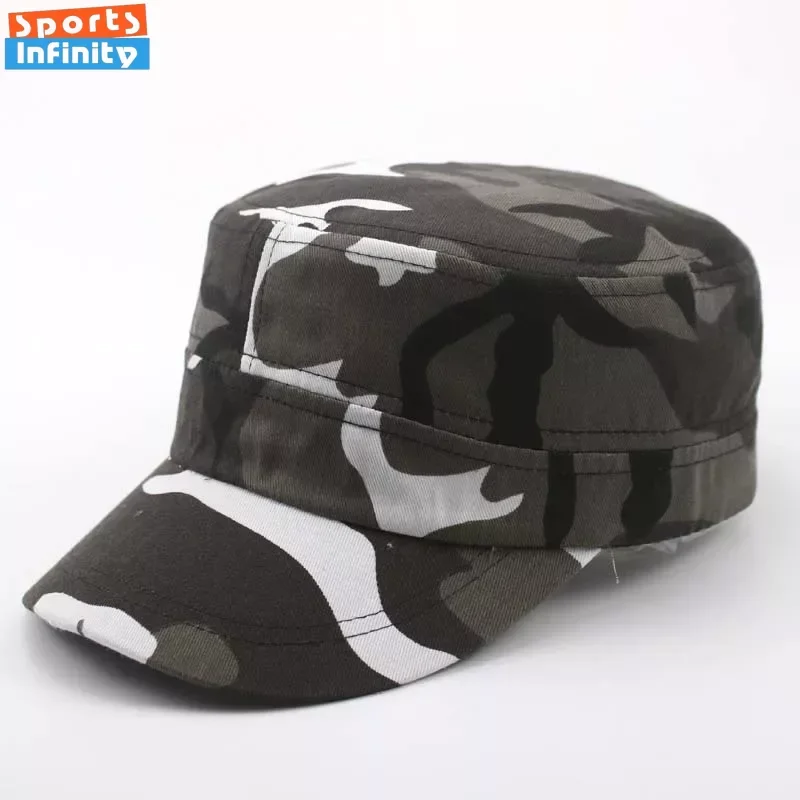 1pc Adjustable Flat Top Camouflage Hat Outdoor Sports Sun Protection Hat Sunscreen Hiking Caps Military Training Couple Hat