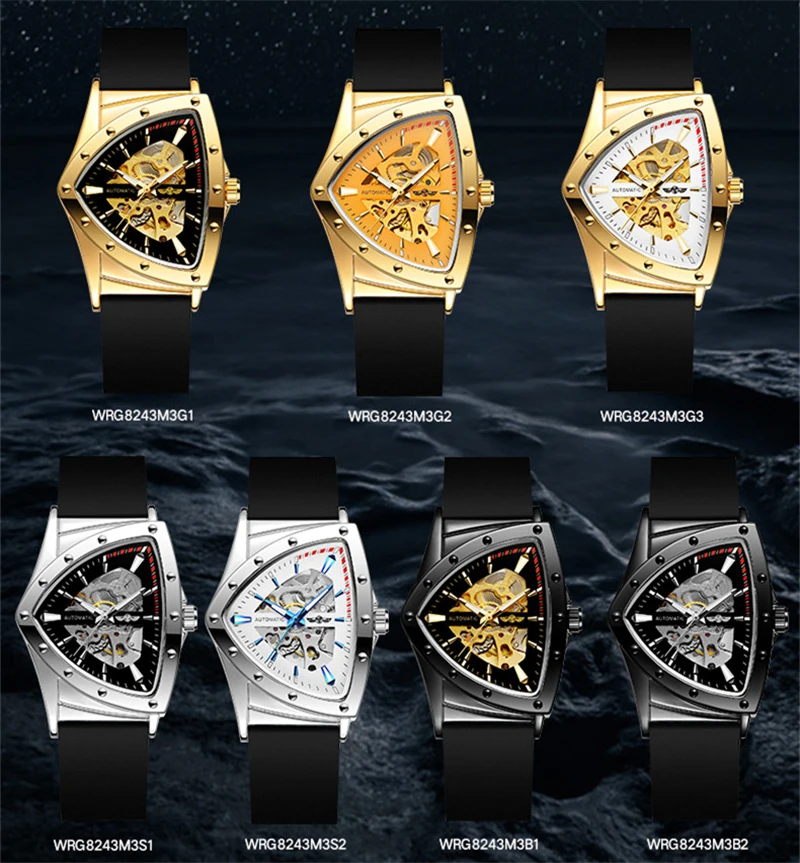 Winner 395R Transparent Fashion Luminous Royal Design Men Top Brand Luxury Male Mechanical Movement Skeleton Wrist Watch Clock