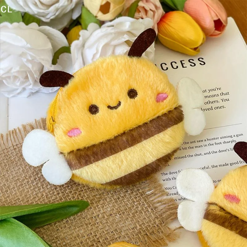 AttireTrove1Pcs Kids Cartoon Animal Doll Bee Money Bag Charm Pendant Cute Bee Plush Coin Purse Fashion Storage Bag For Office