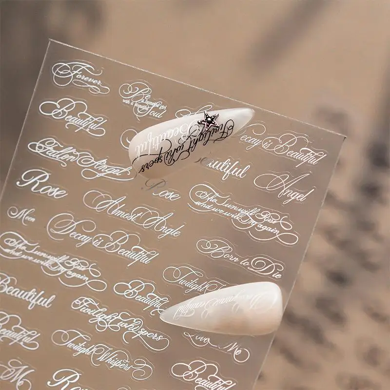 Self Adhesive English Letter Nail Decals Black White Letters Lightweight Stickers For French Style DIY Manicure Beauty Supplies