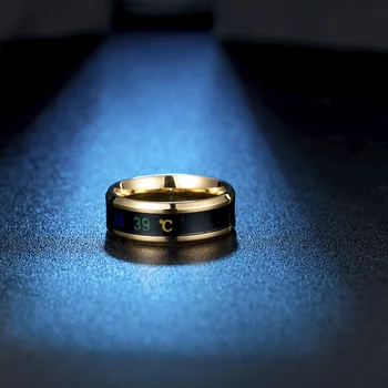 טבעת אהבה מפלדת אל-חלד עם גוף חיישן חכם ופונקציית מדידת טמפרטורה לזוגות אביזרים אנילו