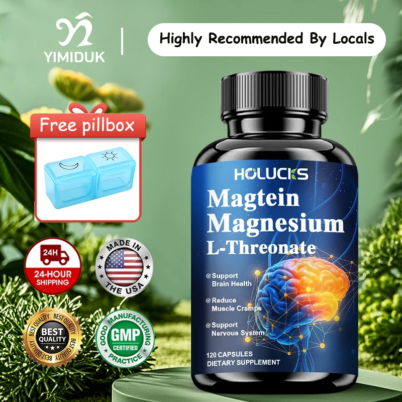 Magnesium L-Threonate Supplement, Support Brain Health, Focus, Memory & Nervous System, Relieve Muscle Cramps for Body Wellness