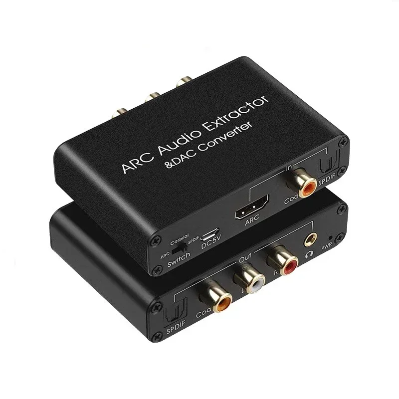 Adapter ekstraktora audio ARC 3 5 mm Jack Zgodny z HDMI Cyfrowy optyczny analogowy konwerter DAC Rozgałęźnik do telewizora