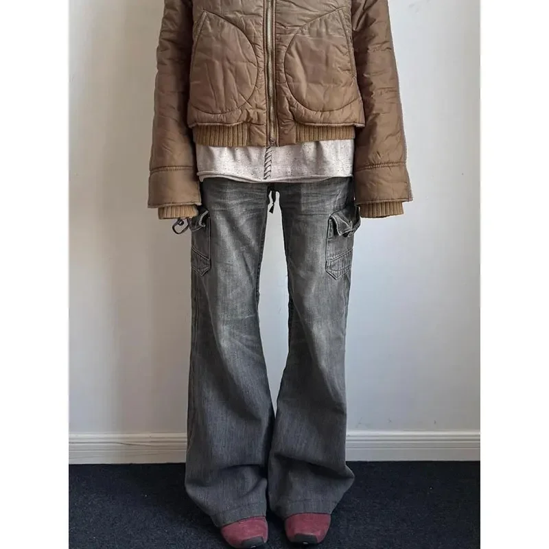 Amerikaanse Retro Grunge 2000s Hoge Taille Cargo Jeans Vrouwen Vintage Casual Trashy Broek Y2K Streetwear Denim Broek Pantalones