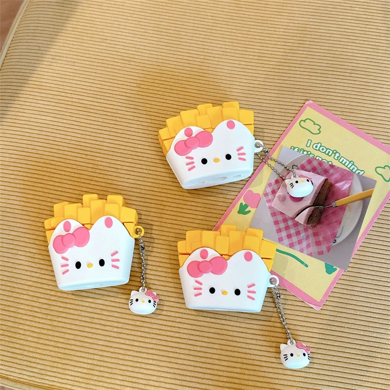 Sanrio French fries Hello Kitty For Airpods Pro/Pro2 Wireless Bluetooth Headset Cover for Airpods 1 2 3 Silicone Earphone Case