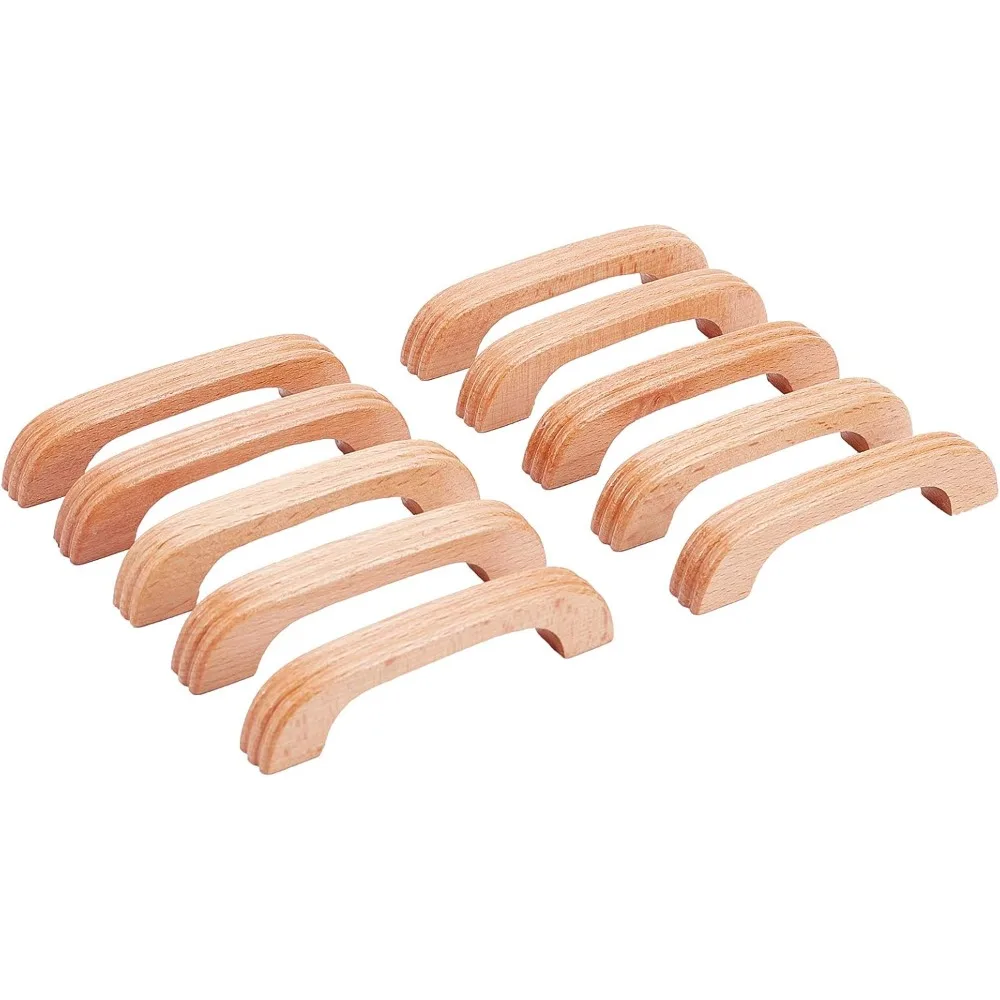 10Sets Burlywood Beechwood Handle with Iron Screws for Kitchen Cabinets Furniture Dresser Wardrobe Cupboard Drawer Knobs