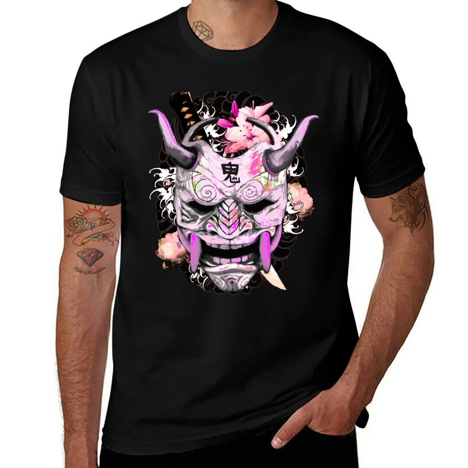 

Irezumi Oni Katana Pink T-Shirt Funny t-shirt summer clothes graphic t shirts summer shirt clothing for men