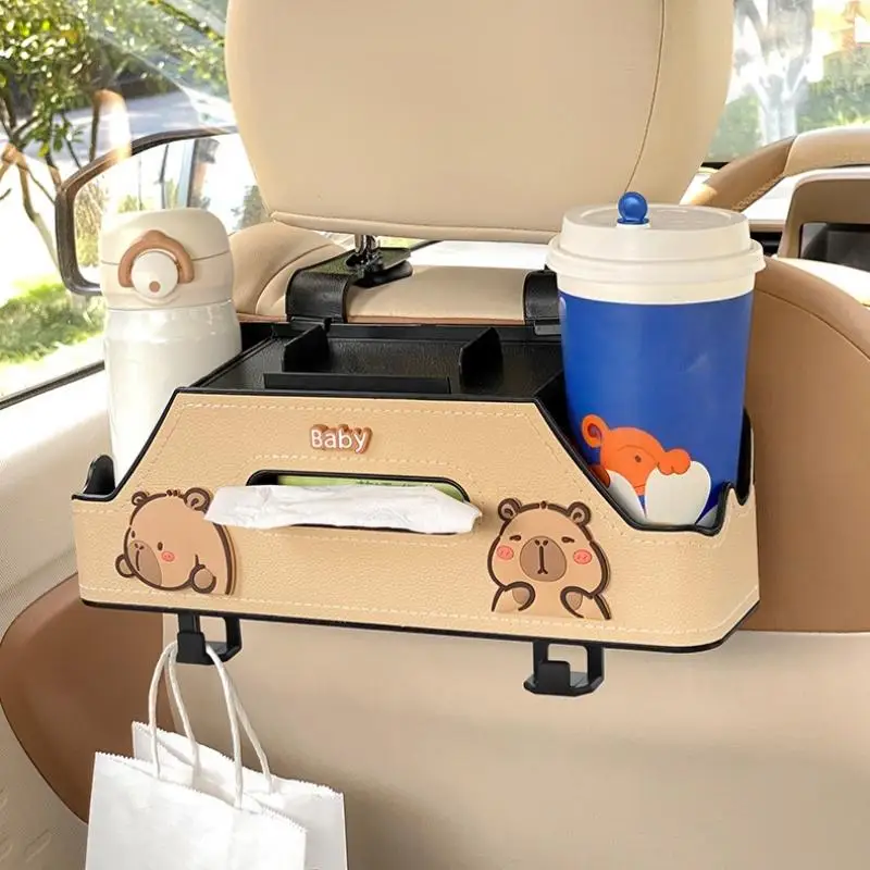 New 1Pcs Sturdy Auto Organizer 4 In 1 Car Multifunctional Back Seat Storage Box For Women Travel Car Storage Arrangement