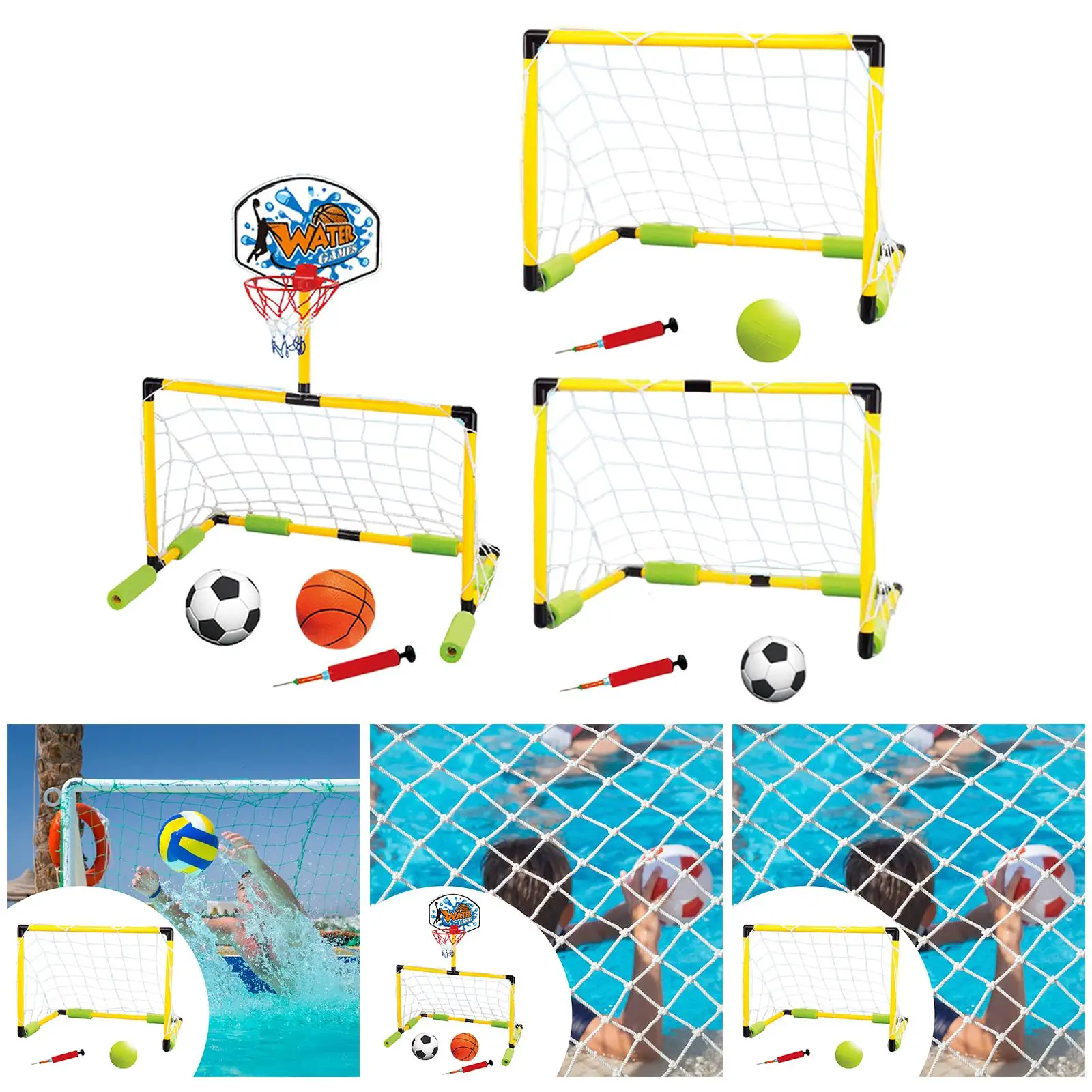 Water Sports Game Set Inflatable Pool Soccer Goal with Ball and Pump for Kids Ages view 4