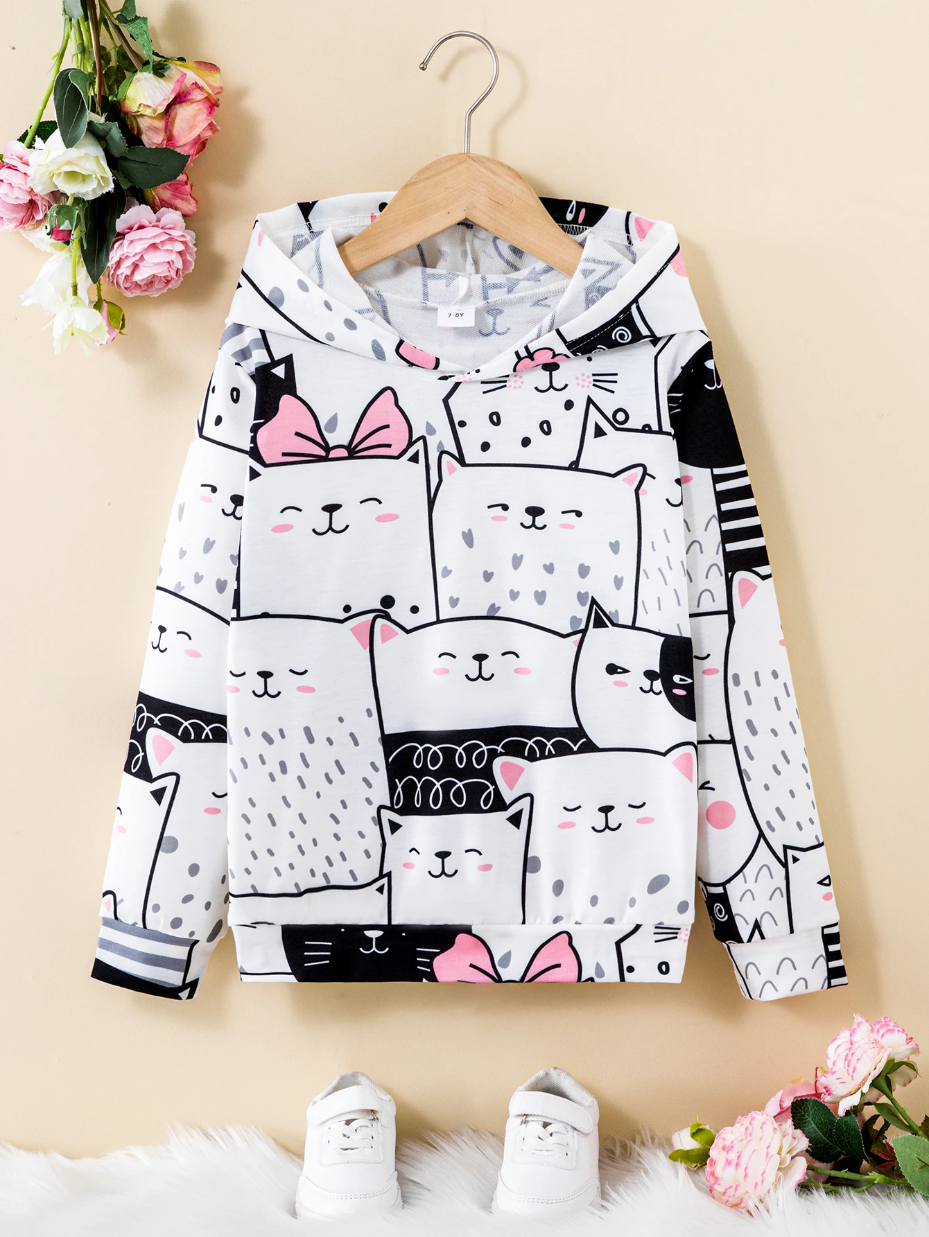 

New girls' long sleeved cute cat casual hoodie daily casual wear