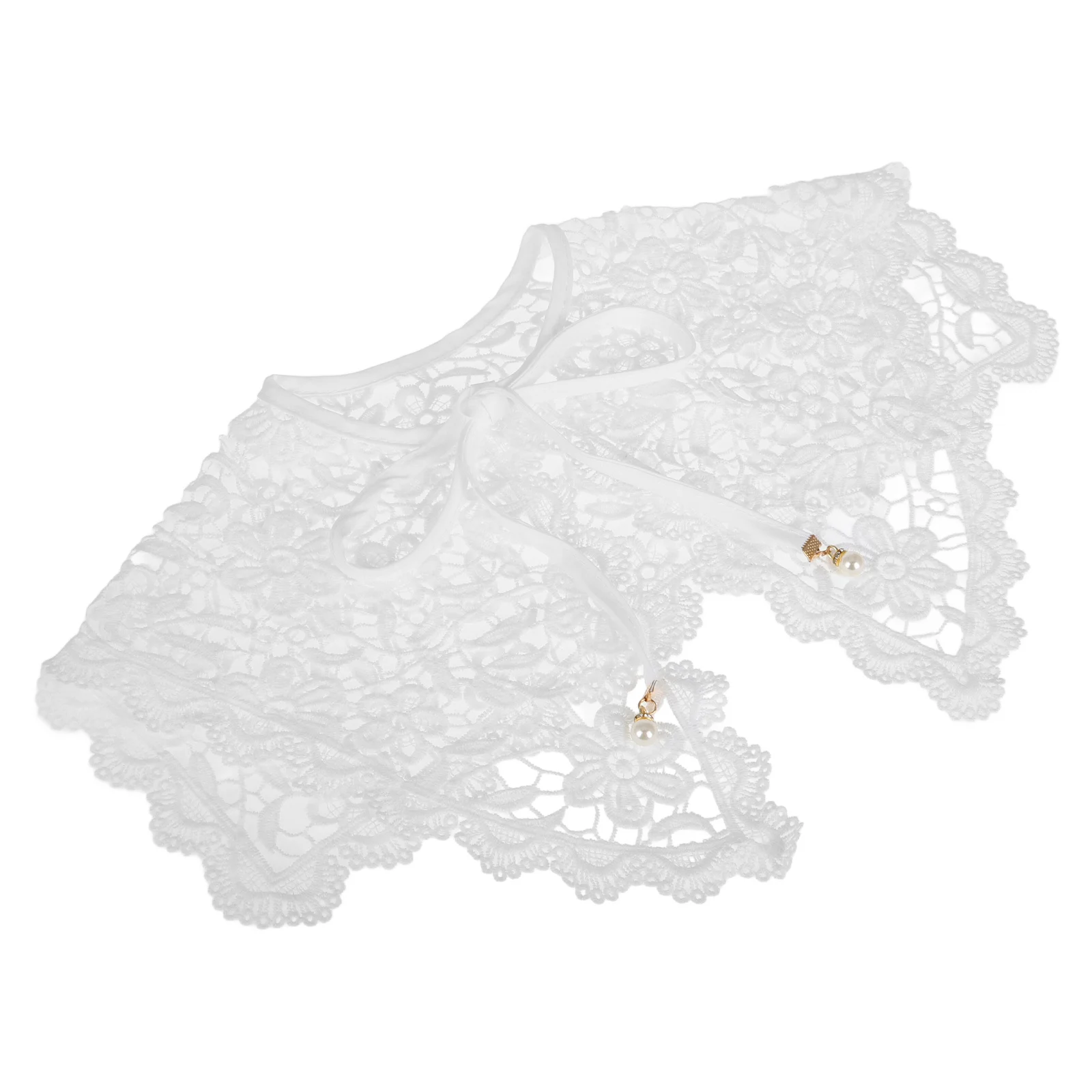 Pizzo staccabile per le donne Colletto finto floreale Colletto scavato Scialle Dickey per abiti Camicie Maglioni Colletto con volant bianco