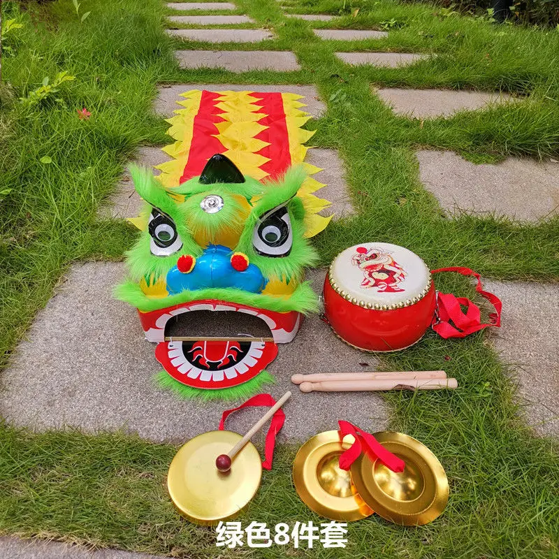 5-9 age kid Lion Dance Costume Drum Gong Cymbals Boy Girl Child Funny Square Party Performance Sport Carnival Stage China