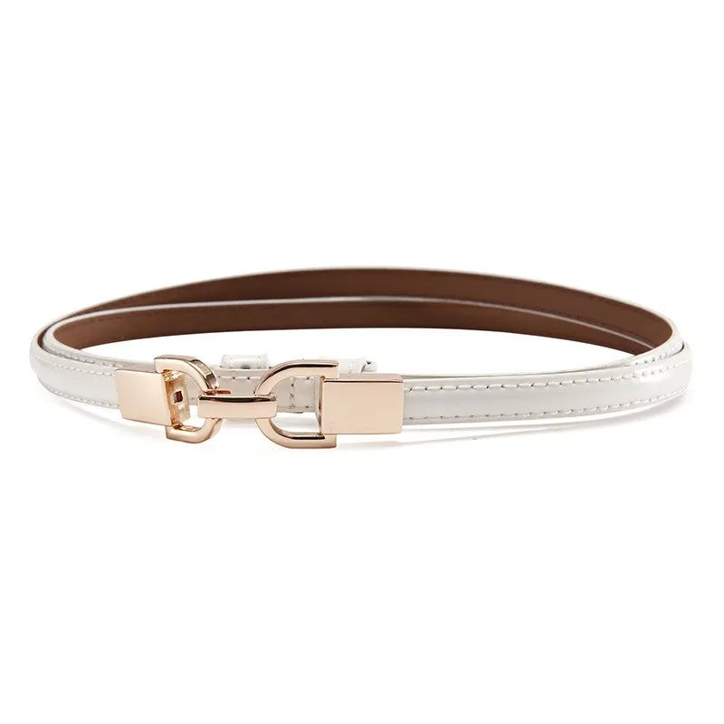 

Genuine Cowhide Leather Belt Women's Thin Decorative Waist Chain for Skirts Versatile Ladies Real Leather Belt Black White