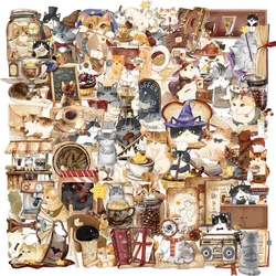50PCS Kawaii Magic Cat PET Sticker Aesthetic Transparent Decoration Scrapbooking Stationery Hand Accounting Supplies