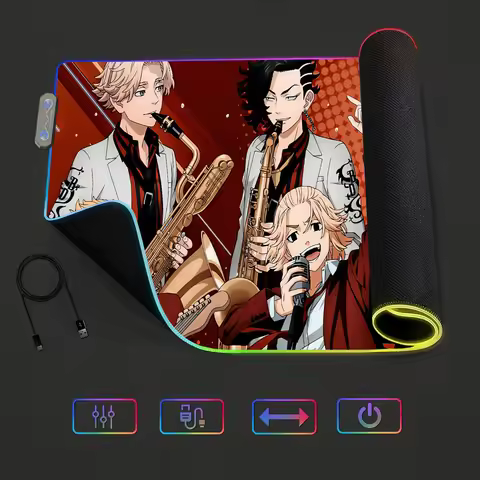 Mousepads Gaming MousePad LED Tokyo Table Anime Pads Revengers Backlit Rubber Desktop XXL RGB Desk Micro USB