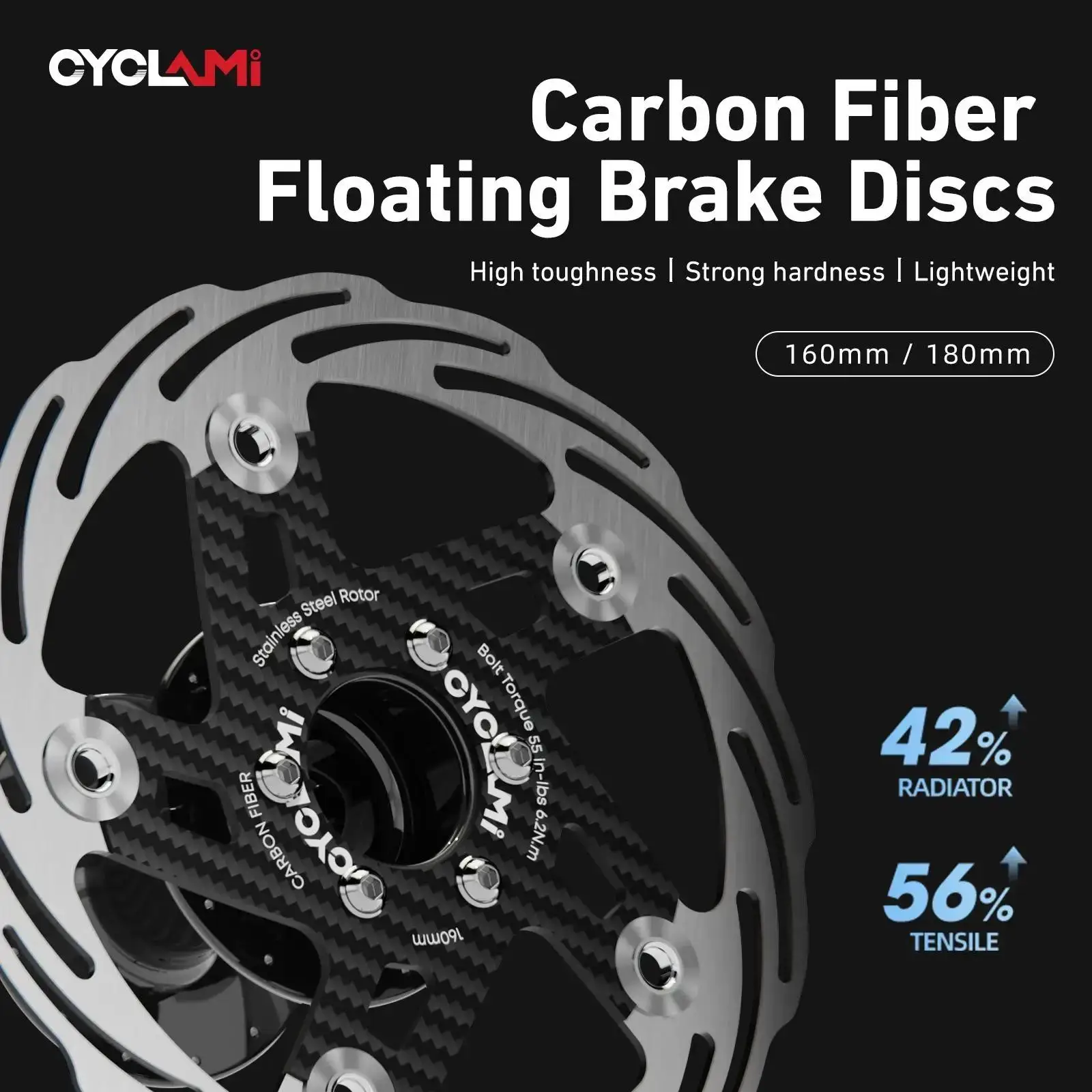 AliExpress NONE CYCLAMI Bicycle Disc Brake 160/180mm Bicycle Floating Rotor Carbon Fiber 6-Hole Ultra-Light Road Mountain Bike Brake Disc Brake.