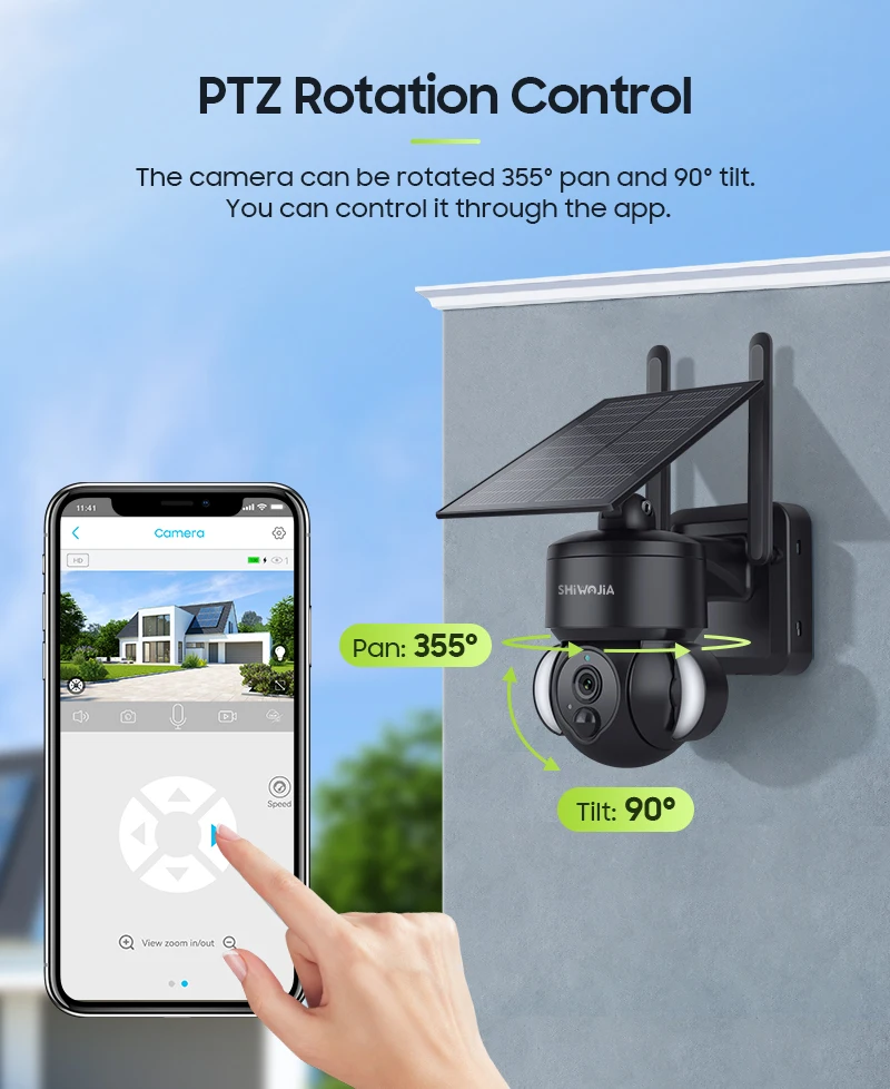 SHIWOJIA Outdoor Camera 4G / Wifi Solar Powered 7500mAh Battery with 5W Solar Panels 4MP Color Night Vision Wireless Garden CCTV