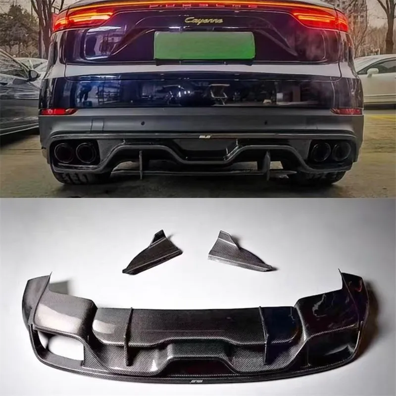 

For Porsche Cayenne Coupe Turbo 2018-2023 Real Dry Carbon Fiber Rear Bumper Lip Diffuser Baojiao Splitters Spoiler Body Kit