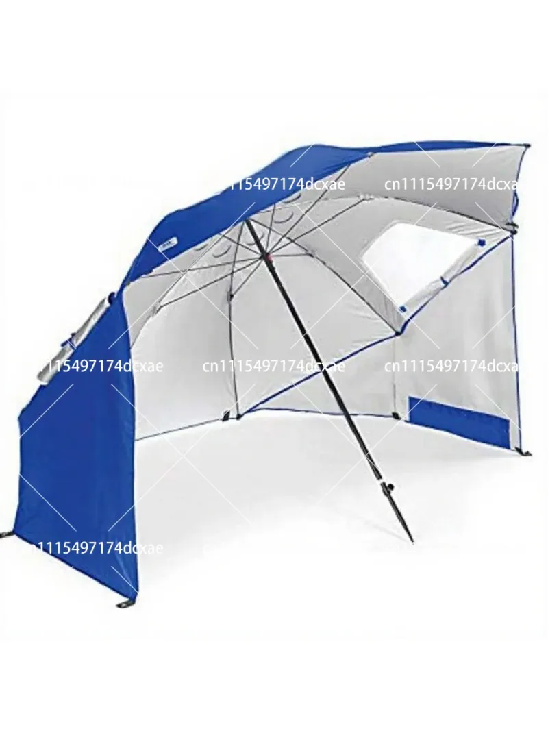 2.4m Beach Umbrella with Window, Windproof & Breathable, Portable Outdoor Tent for Fishing, Camping