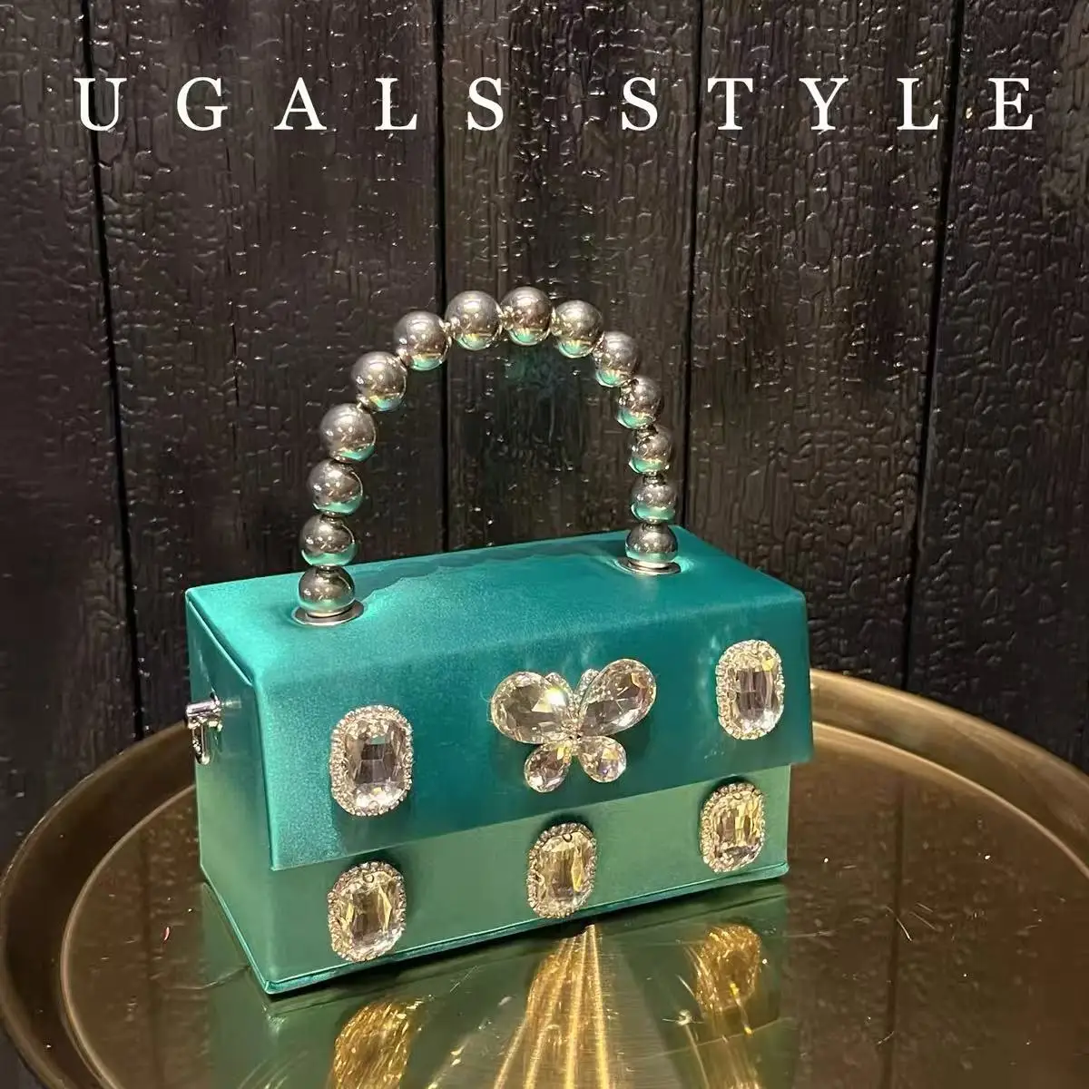 NONE Square Box Satin Clutch Silver 4