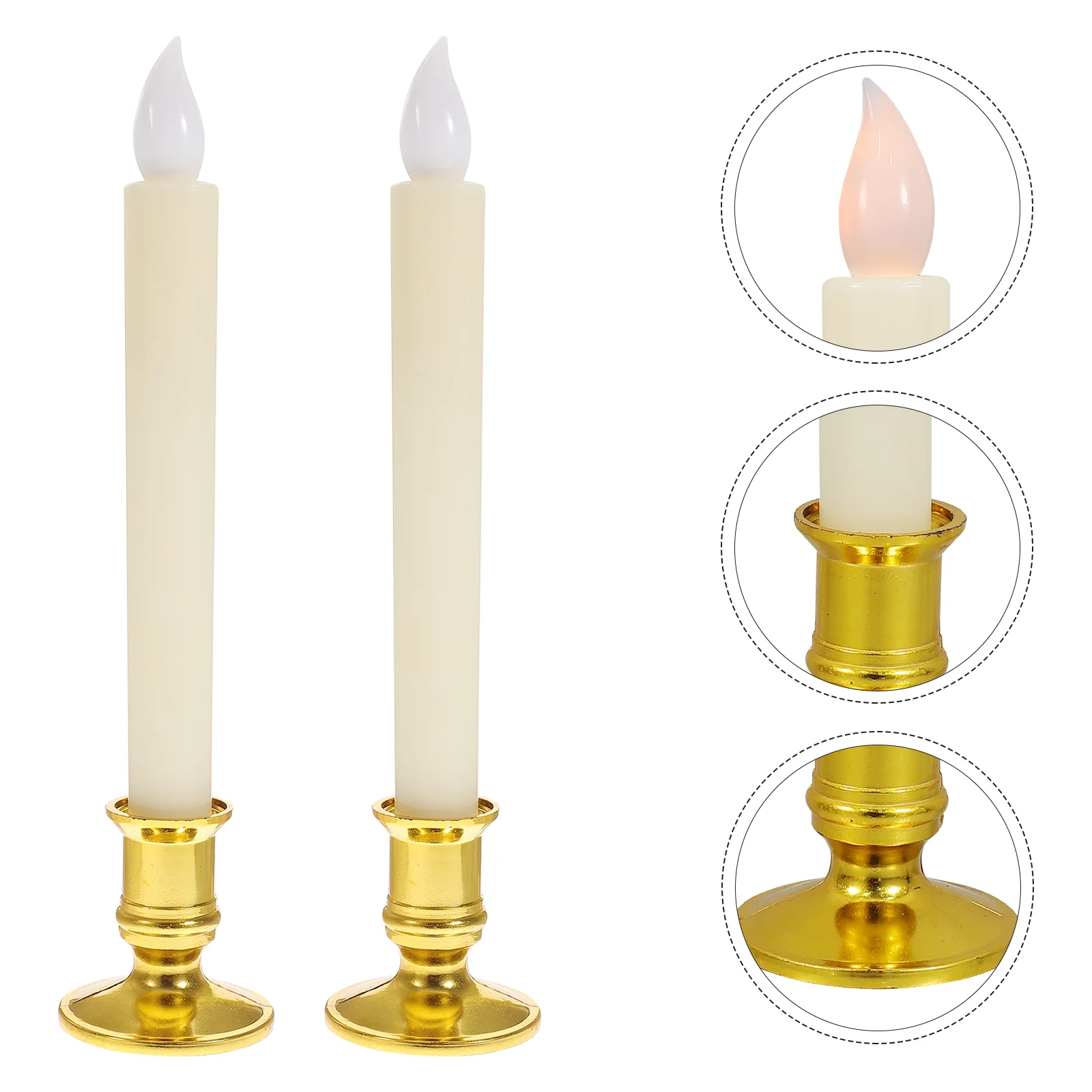 2 Pcs Thanksgiving Candles for Table Light Decorate Xmas Decors Lights Windows Golden Lantern