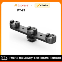 PT-23 Cold Shoe Bracket Vlog Expansion Bracket with 3 Cold Shoe Mounts 180° Rotatable for Mounting LED Video Light Mic