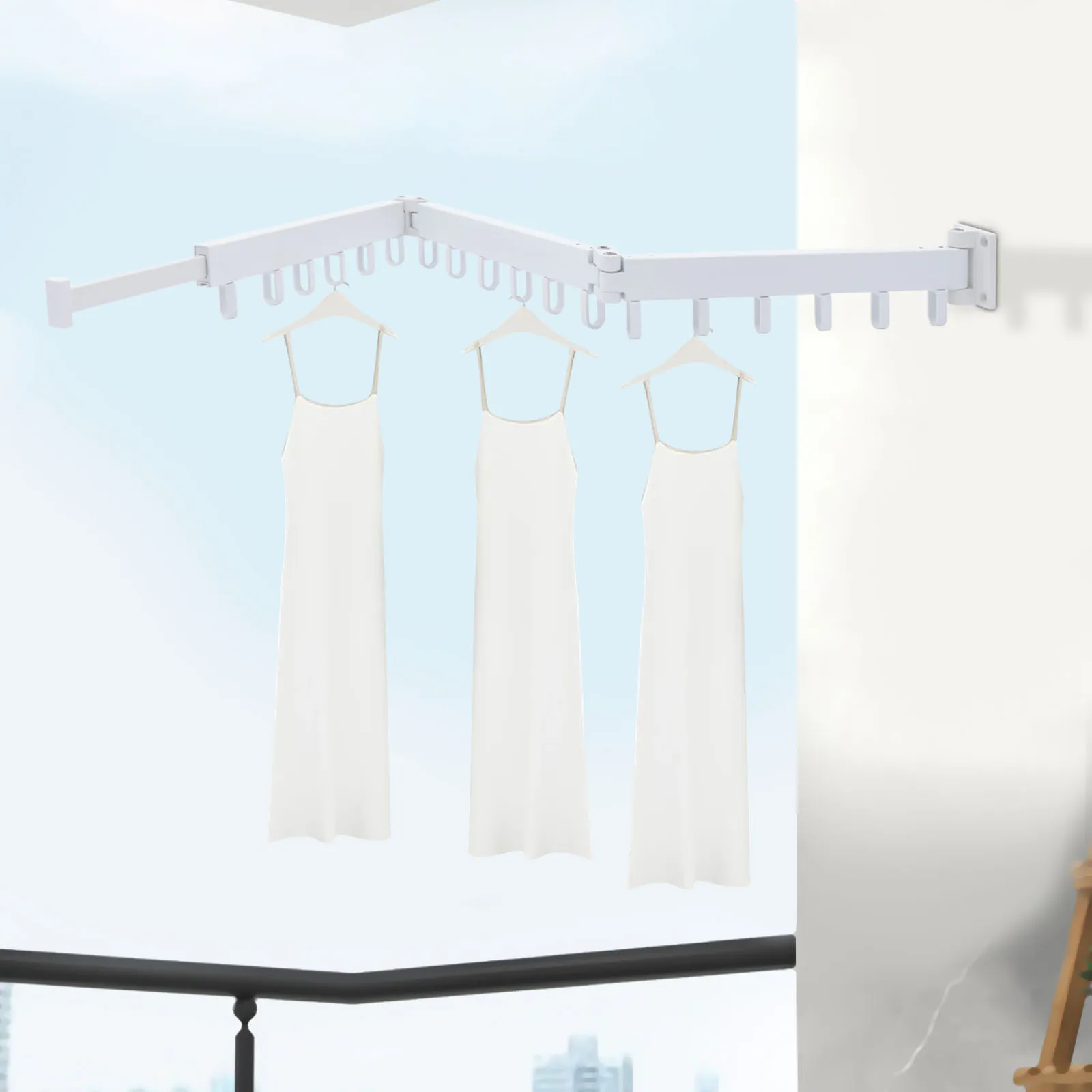 

Wall-Mount Clothes Drying Rack, 110lbs Load Capacity, Tri-Fold Retractable Laundry Rack for Bathroom, Collapsible Clothes Hanger
