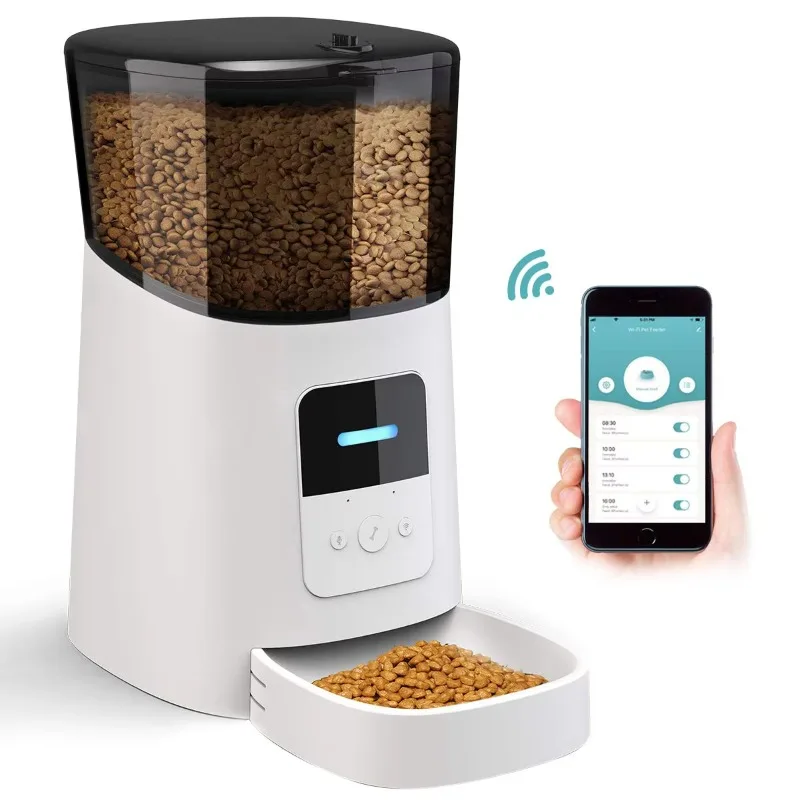 Dog Cat Smart Pet Feeder Wifi Mobile App Remote Control Microchip Automatic Pet Feeder with 6L