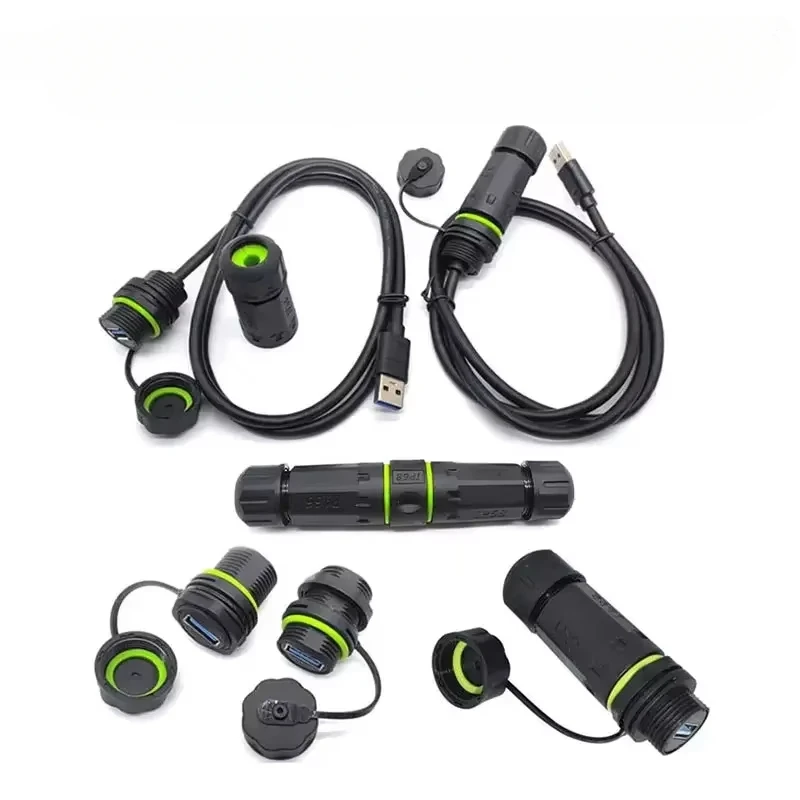 M20 USB 3.0 Panel Connector Outdoor IP68 Waterproof Direct Plug Socket M20 USB Male Female Connector Data Signal Extension Cable